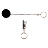 Heavy-duty Retractable Id Card Reel, 18 1-2" Extension, Black-chrome, 6-pack