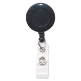 Swivel-back Retractable Id Card Reel, 30" Extension, Black, 12-pack