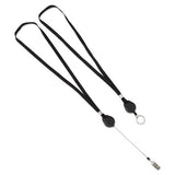 Lanyards With Retractable Id Reels, Clip Style, 34" Long, Black, 12-carton