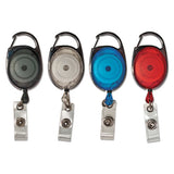Carabiner-style Retractable Id Card Reel, 30" Extension, Smoke, 12-pack