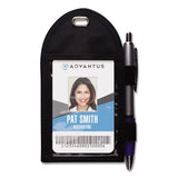 Badge Holder With Pen Loop, Vertical, 3 1-4" X 6", Black, 12-box