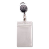 Resealable Id Badge Holder, Cord Reel, Vertical, 3.68 X 5, Clear, 10-pack