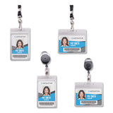 Resealable Id Badge Holder, Cord Reel, Horizontal, 3.75 X 4.13, Clear, 10-pack