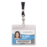 Resealable Id Badge Holder, Lanyard, Horizontal, 4.13 X 3.75, Clear, 20-pack