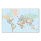 Laminated Wall Maps, World, Dry Erase, 50 X 32