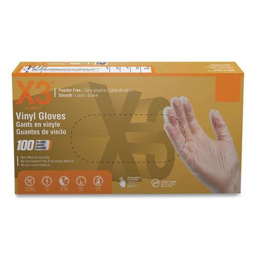 Industrial Vinyl Gloves, Powder-free, 3 Mil, Medium, Clear, 100/box, 10 Boxes/carton