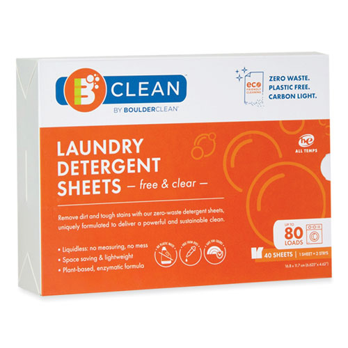 Laundry Detergent Sheets, Free And Clear, 40-pack, 12 Packs-carton