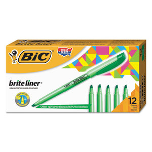 Brite Liner Highlighter, Chisel Tip, Fluorescent Green, Dozen