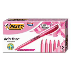 Brite Liner Highlighter, Chisel Tip, Fluorescent Pink, Dozen