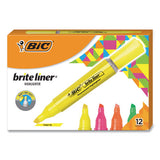 Brite Liner Tank-style Highlighter, Chisel Tip, Fluorescent Yellow, Dozen