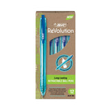 Revolution Ocean Bound Ballpoint Pen, Retractable, Medium 1 Mm, Blue Ink-translucent Blue Barrel, Dozen