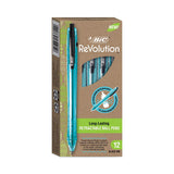 Revolution Ocean Bound Ballpoint Pen, Retractable, Medium 1 Mm, Black Ink-translucent Blue Barrel, Dozen
