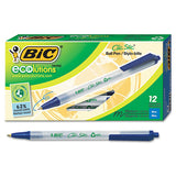 Ecolutions Clic Stic Retractable Ballpoint Pen, 1mm, Black Ink, Clear Barrel, Dozen