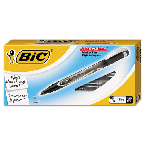 Intensity Stick Porous Point Marker Pen, Fine 0.5mm, Black Ink-barrel, Dozen