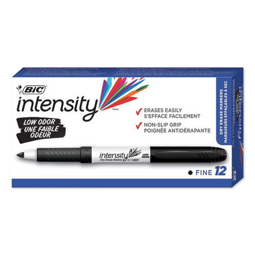 Intensity Low Odor Dry Erase Marker, Fine Bullet Tip, Black, Dozen