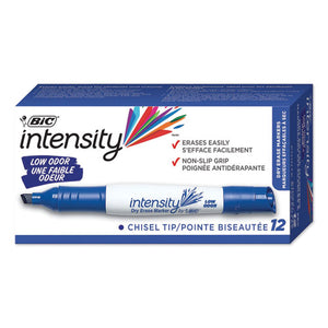 Intensity Low Odor Dry Erase Marker, Broad Chisel Tip, Blue, Dozen