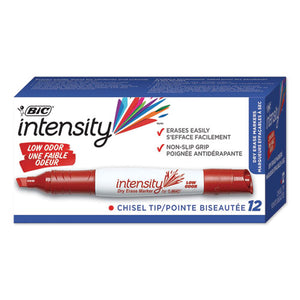 Intensity Low Odor Dry Erase Marker, Broad Chisel Tip, Red, Dozen