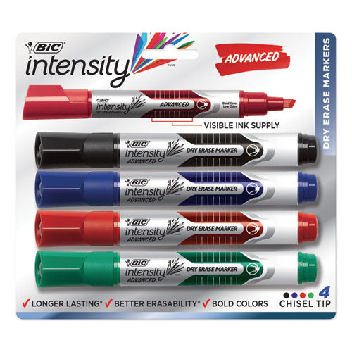 Intensity Tank-style Advanced Dry Erase Marker, Broad Bullet Tip, Assorted, 4-pack