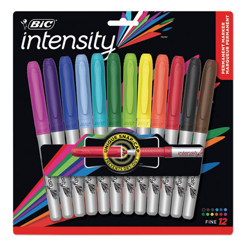 Intensity Permanent Marker, Fine Bullet Tip, Assorted Colors, 12-set
