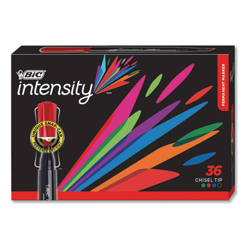 Intensity Chisel Tip Permanent Marker Value Pack, Broad, Assorted Colors, 36-pack
