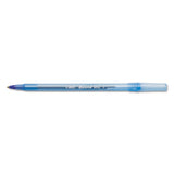 Round Stic Xtra Precision Stick Ballpoint Pen, 0.8 Mm, Blue Ink, Tran Blue Barrel, Dozen