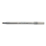 Round Stic Xtra Precision Stick Ballpoint Pen, 0.8 Mm, Black Ink, Smoke Barrel, Dozen
