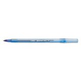 Round Stic Xtra Life Stick Ballpoint Pen, 1 Mm, Blue Ink, Translucent Blue Barrel, Dozen