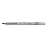 Round Stic Xtra Life Stick Ballpoint Pen, 1 Mm, Black Ink, Smoke Barrel, Dozen