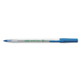 Ecolutions Round Stic Stick Ballpoint Pen Value Pack, 1mm, Blue Ink, Clear Barrel, 50-pack