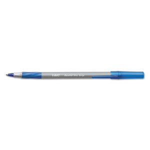 Round Stic Grip Xtra Comfort Stick Ballpoint Pen, 1.2mm, Blue Ink, Gray Barrel, Dozen