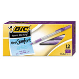 Round Stic Grip Xtra Comfort Stick Ballpoint Pen, 1.2mm, Purple Ink, Gray Barrel, Dozen