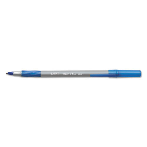 Round Stic Grip Xtra Comfort Stick Ballpoint Pen Value Pack, 1.2mm, Blue Ink, Gray Barrel, 36-pack