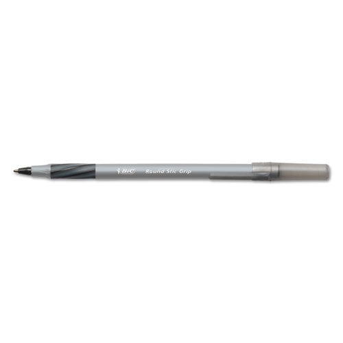 Round Stic Grip Xtra Comfort Stick Ballpoint Pen Value Pack, 1.2mm, Black Ink, Gray Barrel, 36-pack
