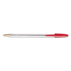 Cristal Xtra Smooth Stick Ballpoint Pen, 1mm, Red Ink, Clear Barrel, Dozen