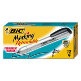 Intensity Retractable Permanent Marker, Fine Bullet Tip, Black, Dozen