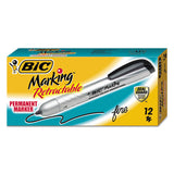 Intensity Retractable Permanent Marker, Fine Bullet Tip, Black, Dozen