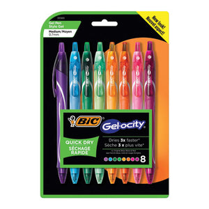 Gel-ocity Quick Dry Retractable Gel Pen, 0.7mm, Assorted Ink-barrel, 8-pack