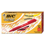 Soft Feel Retractable Ballpoint Pen, Medium 1mm, Red Ink-barrel, Dozen