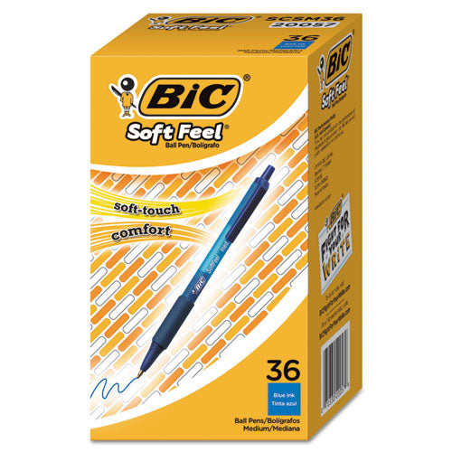 Soft Feel Retractable Ballpoint Pen Value Pack, Medium 1mm, Blue Ink-barrel, 36-pack