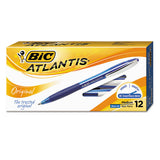 Atlantis Retractable Ballpoint Pen, Medium 1mm, Blue Ink-barrel, Dozen
