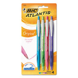 Atlantis Retractable Ballpoint Pen, Medium 1mm, Black Ink-barrel, Dozen