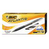 Atlantis Retractable Ballpoint Pen, Medium 1mm, Black Ink-barrel, Dozen