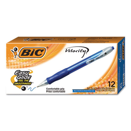 Velocity Retractable Ballpoint Pen, 1mm, Blue Ink, Trans Blue Barrel, Dozen