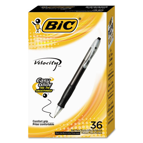 Velocity Retractable Ballpoint Pen Value Pack, Medium 1 Mm, Black Ink And Barrel, 36-pack