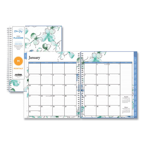 Lindley Monthly Wirebound Planner, 10 X 8, White-blue, 2022