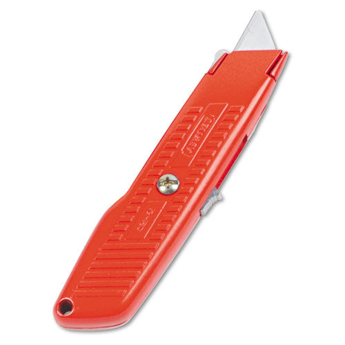 Interlock Safety Utility Knife W-self-retracting Round Point Blade, Red Orange