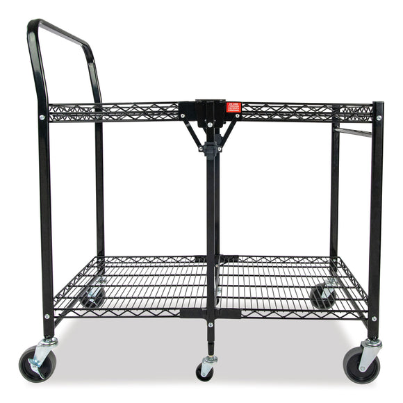 Stowaway Folding Carts, 2 Shelves, 35w X 37.25d X 22h, Black, 250 Lb Capacity