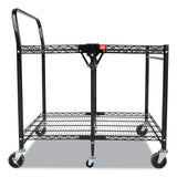 Stowaway Folding Carts, 2 Shelves, 35w X 37.25d X 22h, Black, 250 Lb Capacity