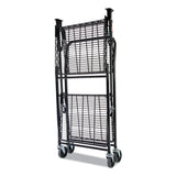 Stowaway Folding Carts, 2 Shelves, 29.63w X 37.25d X 18h, Black, 250 Lb Capacity