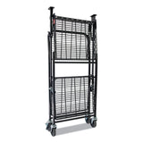 Stowaway Folding Carts, 2 Shelves, 29.63w X 37.25d X 18h, Black, 250 Lb Capacity